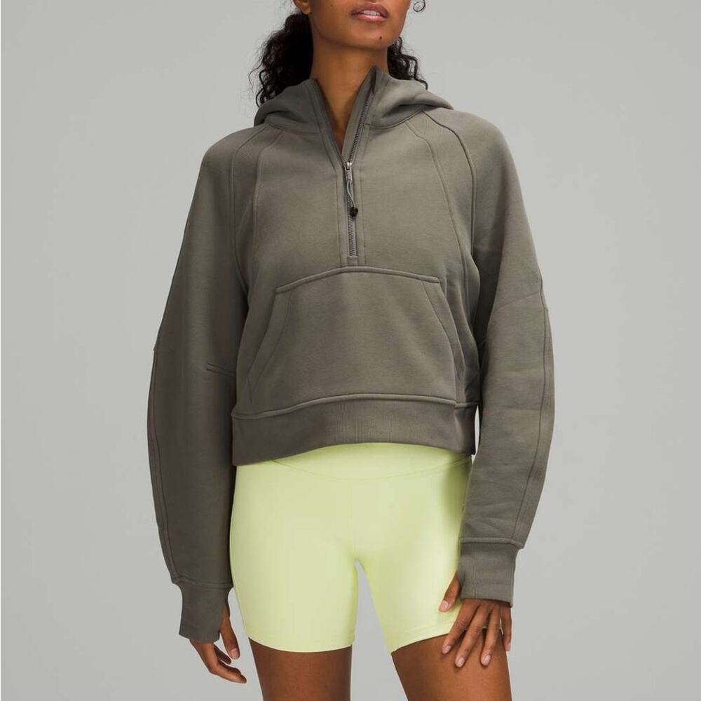 lululemon Grey Sage Scuba Oversized 1/2 Zip Hoodie Size Medium Large